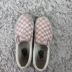 Pink checkered slip-on vans